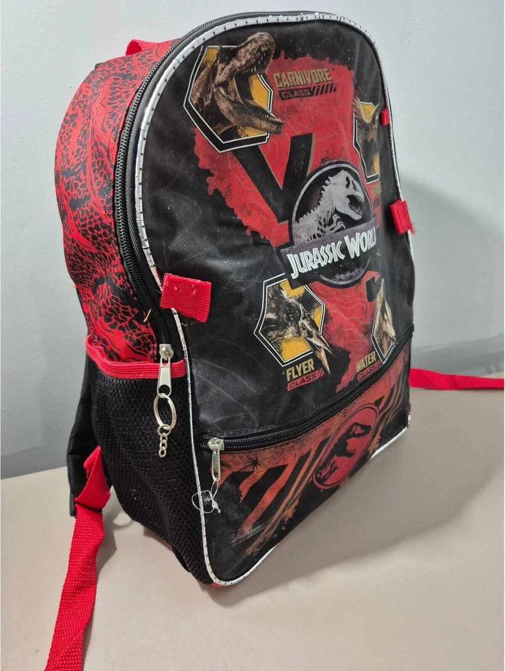 Jurassic World Kids Backpack Red Black Dinosaur School Bag